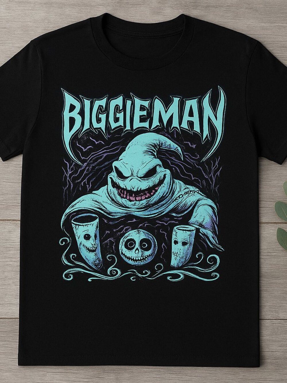 Biggie Man Horror Graphic T-Shirt Black Creepy Monster Vintage Tee